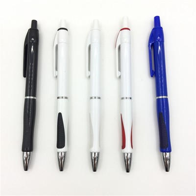 Class Click Action Plastic Ball Pen With Rubber Grip